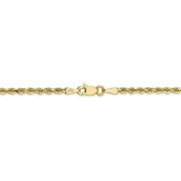2.25mm 10k Yellow Gold Diamond Cut Solid Rope Chain Necklace, 26 Inch